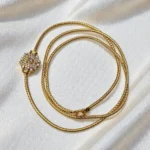 Gold Plated White AD Stone Floral Design 24inc Mugappu Chain - ADGM149