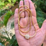 Gold Plated White AD Stone Floral Design 24inc Mugappu Chain - ADGM149