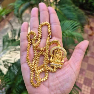 Gold Plated White AD Stone with Lakshmi Design 24inc Designer Mugappu Chain - ADGM150