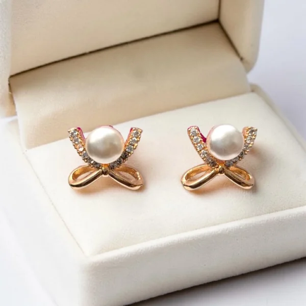 Korean Fancy Stone Push Back Stud Earrings - ADKE151