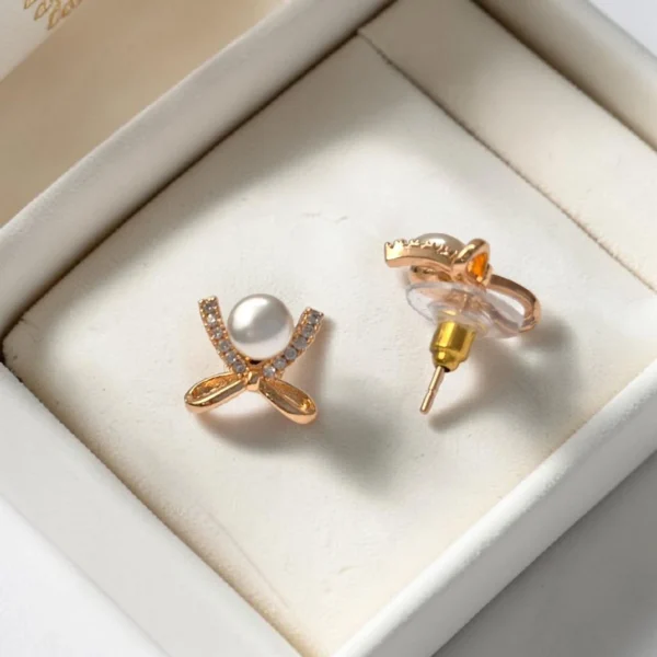 Korean Fancy Stone Push Back Stud Earrings - ADKE151
