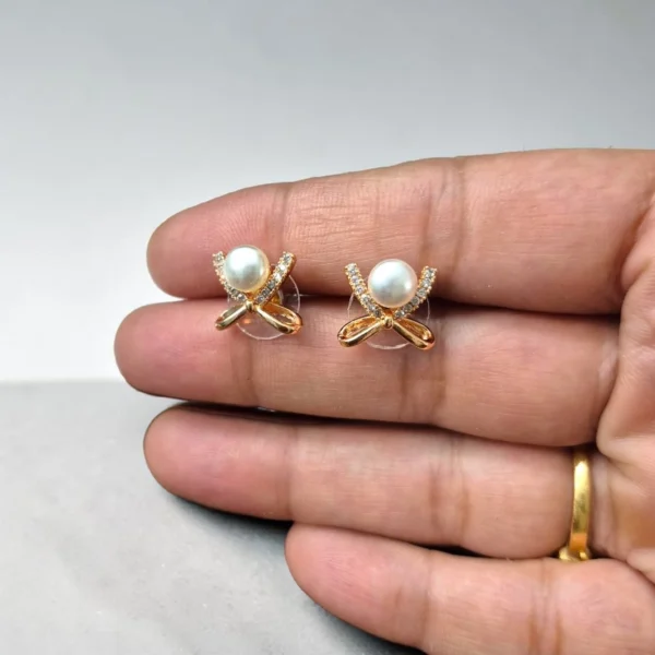 Korean Fancy Stone Push Back Stud Earrings - ADKE151