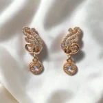 Korean Fancy Rose Gold Material with Single Stone Drop Earrings - ADKE153
