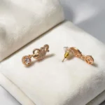 Korean Fancy Rose Gold Material with Single Stone Drop Earrings - ADKE153