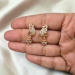 Korean Fancy Rose Gold Material with Single Stone Drop Earrings - ADKE153