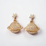 Korean Fancy Rose Gold Material with Stone and Small Drop Earrings - ADKE154