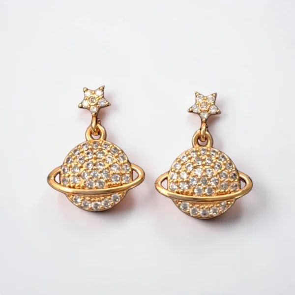 Korean Fancy Rose Gold Material with Stone and Small Drop Earrings - ADKE154