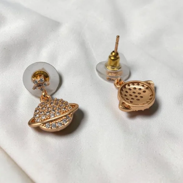 Korean Fancy Rose Gold Material with Stone and Small Drop Earrings - ADKE154