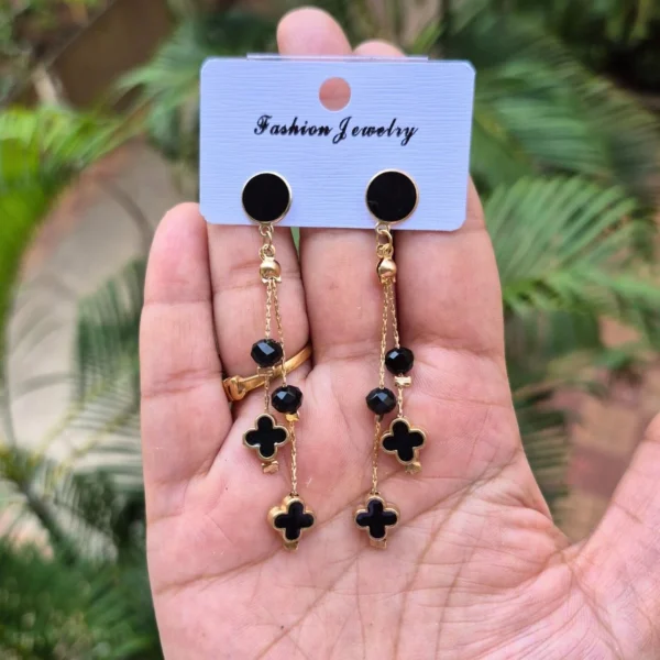 Korean Fancy Double Layer Long Drop Earrings - ADKE166