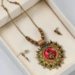 Antique Matt Finish Beautiful Krishna Pendant Short Haram - ADSH169