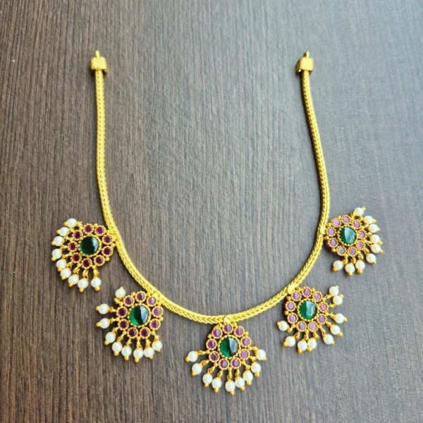 Antique Floral Design Double Color Necklace - ADSH170