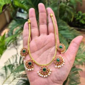 Antique Floral Design Double Color Necklace - ADSH170