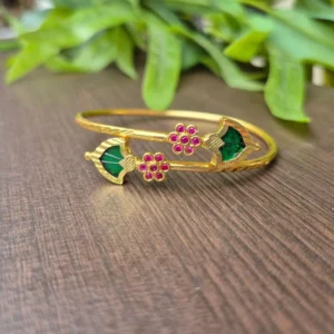 Kerala Traditional Pattern Gold Plated open Bracelet - ADGB172