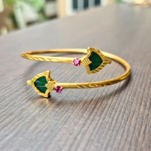 Kerala Traditional Pattern Gold Plated open Bracelet - ADGB173