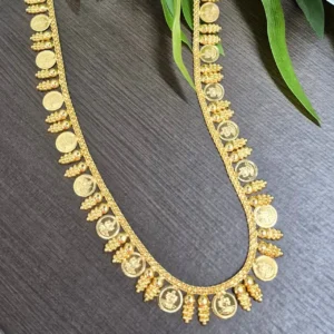 Gold Plated Mulla Mottu Lakshmi Coin Haram - ADGN179