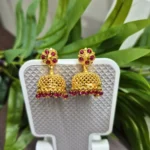 Gold Plated Medium Size Jhumka with Cristal Beads - ADGE182