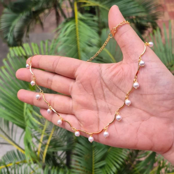 Gold Plated Simple Pearl Necklace - ADGN185