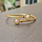 Gold Plated Open Bracelet/Bangle with Pearl - ADGB186