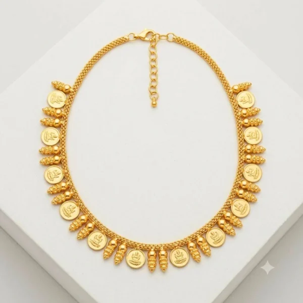 Gold Plated Mulla Mottu Lakshmi Coin Necklace - ADGN180
