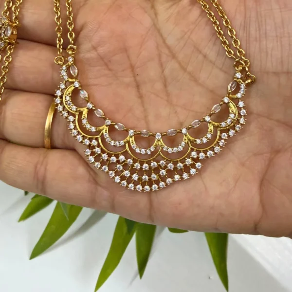 AD Stone Dollar Chain 26inc with Stud Earrings - ADDC194