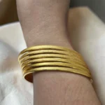 Gold Plated Plain Self Design Solid Bangles (Set of 6) - ADGB211