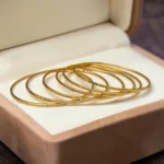 Gold Plated Thin and Simple Design Solid Bangles (Set of 6) - ADGB213