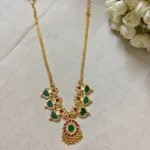 Gold Plated 3 Pendant Palakka Design Necklace - ADGN226