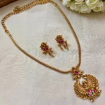 Antique Lakshmi Pendant with Double Colour Stone Attigai - ADAN229