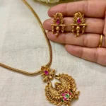 Antique Lakshmi Pendant with Double Colour Stone Attigai - ADAN229