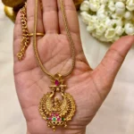 Antique Lakshmi Pendant with Double Colour Stone Attigai - ADAN229