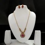 Matt Finish Lakshmi Pendant Short Haram - ADSH252