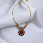 Matt Finish Lakshmi Pendant Short Haram - ADSH252