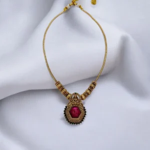 Matt Finish Lakshmi Pendant Short Haram - ADSH252
