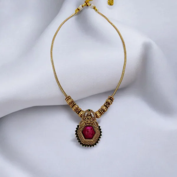 Matt Finish Lakshmi Pendant Short Haram - ADSH252