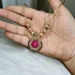 Matt Finish Lakshmi Pendant Short Haram - ADSH252