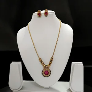 Matt Finish Lakshmi Pendant Short Haram - ADSH252