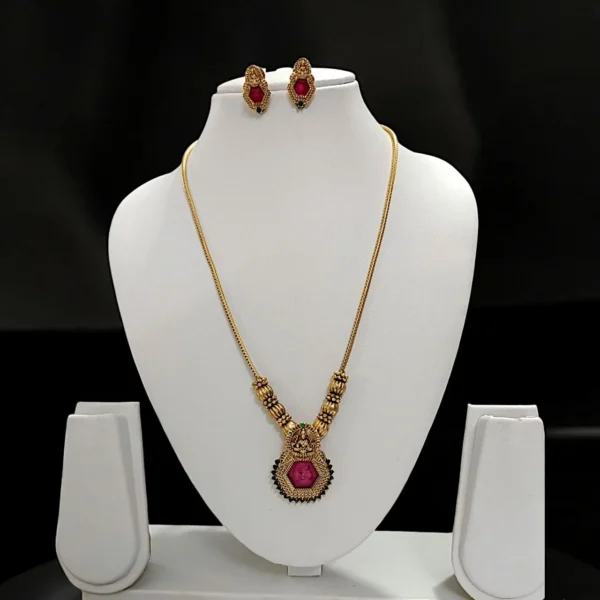 Matt Finish Lakshmi Pendant Short Haram - ADSH252