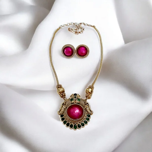 Matt Finish Beautiful Non Idol Pendant Short Haram - ADSH253