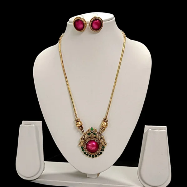 Matt Finish Beautiful Non Idol Pendant Short Haram - ADSH253
