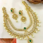 Premium Gold Finish Non Idol AD Stone Double Layer Necklace - ADSN236