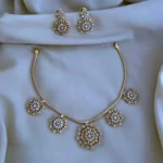 Antique Non Idol AD Stone Five Pendant Necklace With Drop Earrings Perfect for Traditional and Function wear ADAN240