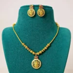 Antique Multi Color Stone and Lakshmi Pendant With Drop Earrings - ADAN245