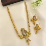 Antique Multi Color Stone Bird Pendant With Stud Earrings - ADSN246