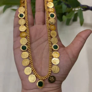 Gold Plated Lakshmi Coin with Palakka Round Design Necklace – ADGN254 Gold Plated Lakshmi Coin with Palakka Round Design Necklace - ADGN254