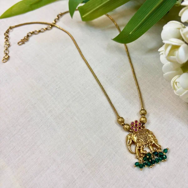 Antique Methi Finish Elephant Design Necklace - ADAN262