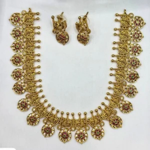 Antique Gold Finish Peacock with multicolor stone Necklace - ADSN269