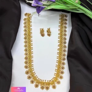Antique Gold Finish Peacock with multicolor stone Haram - ADSN270