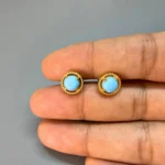 Gold Plated Single and double Stone Small Size Stud Earrings - ADGE272