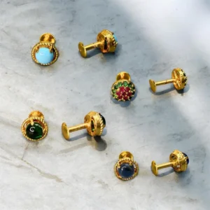 Gold Plated Single and double Stone Small Size Stud Earrings - ADGE272