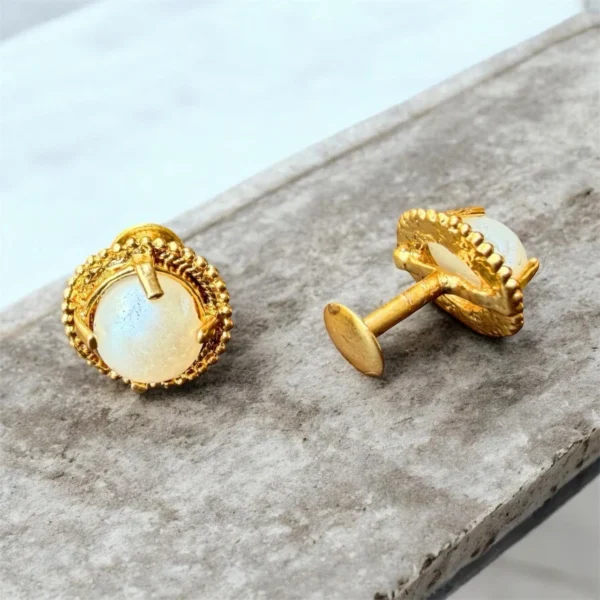 Gold Plated Pearl Stud Earrings - ADGE273
